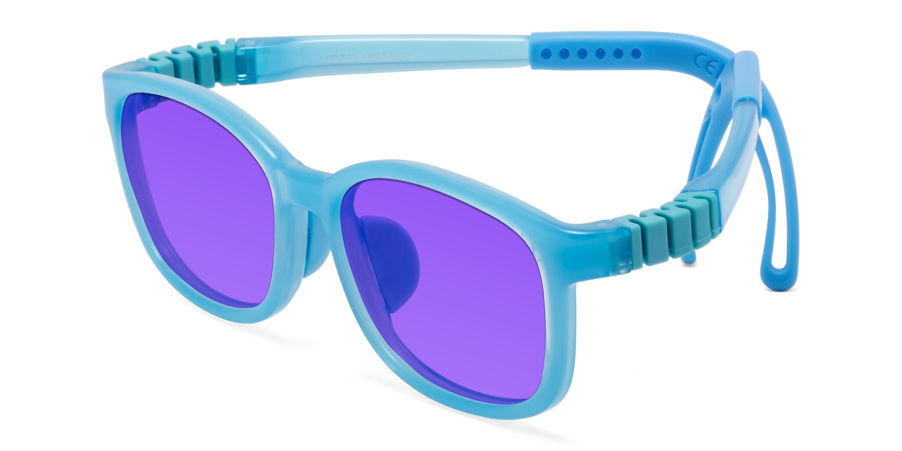 Angle of Hesper in Pilot Blue with Purple Tinted Lenses