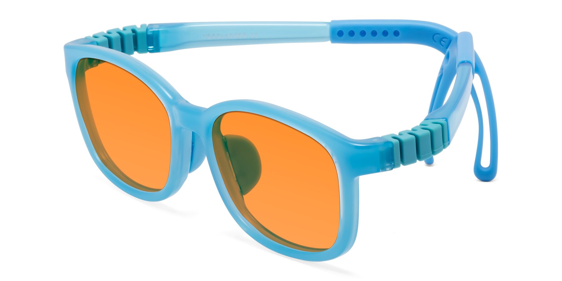 Angle of Hesper in Pilot Blue with Orange Tinted Lenses