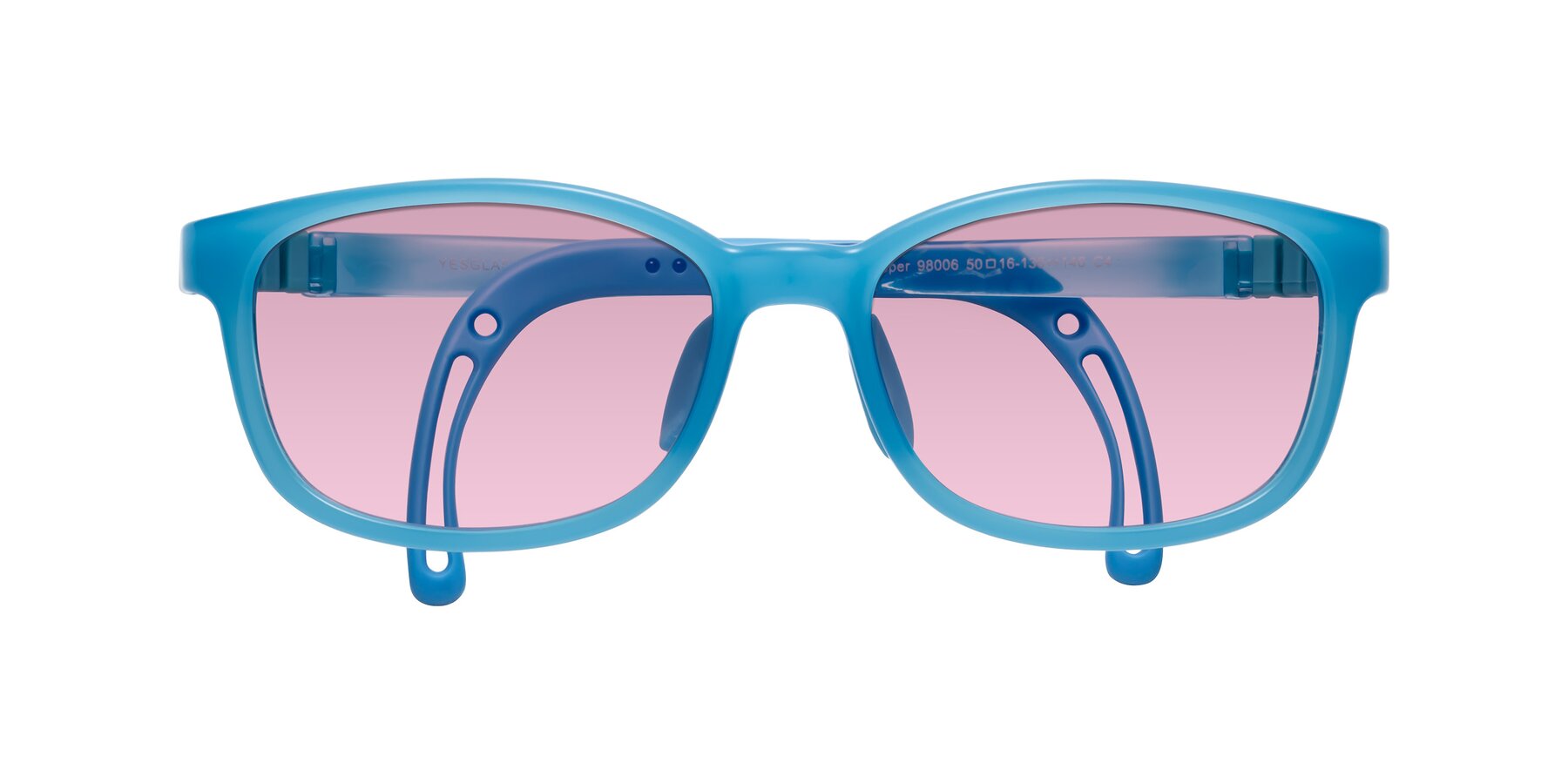 Folded Front of Hesper in Pilot Blue with Light Wine Tinted Lenses