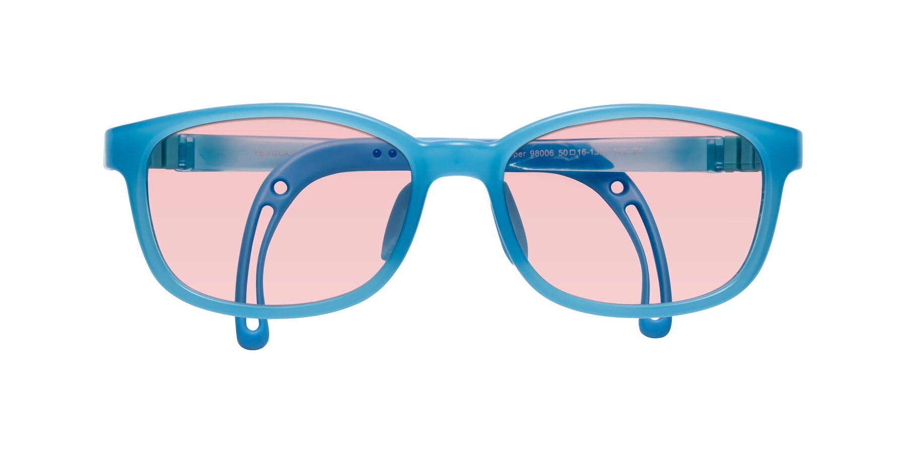 Folded Front of Hesper in Pilot Blue with Light Garnet Tinted Lenses