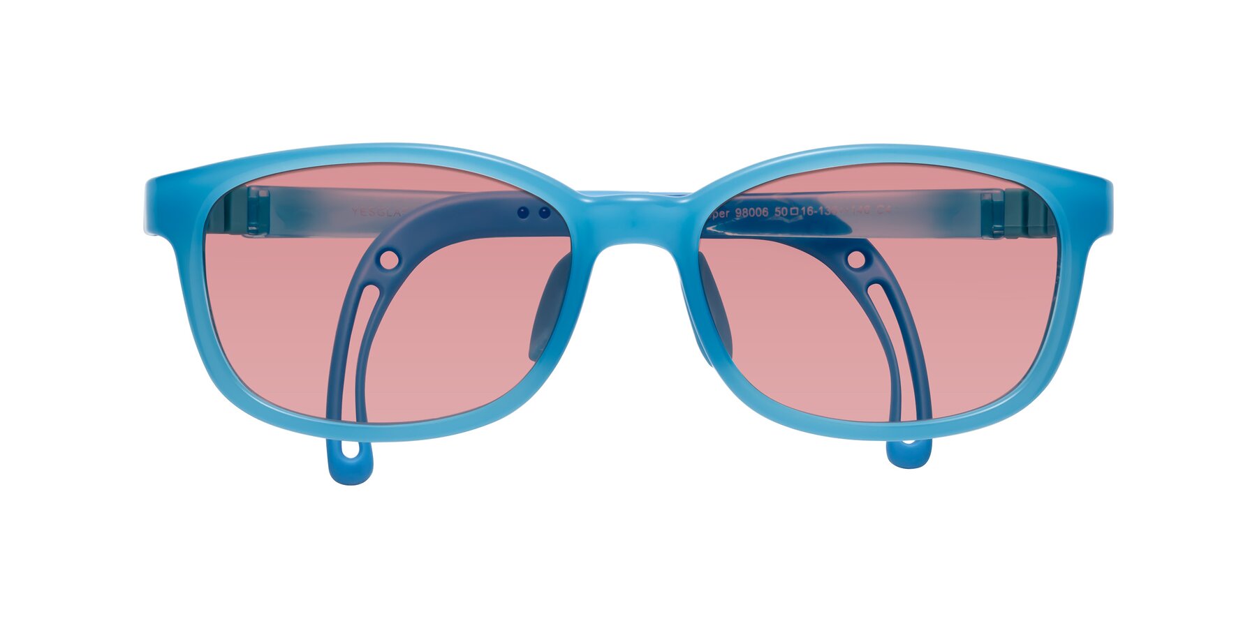 Folded Front of Hesper in Pilot Blue with Medium Garnet Tinted Lenses