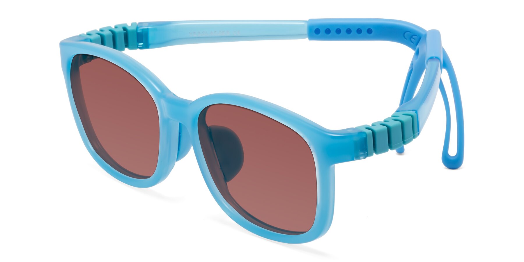 Angle of Hesper in Pilot Blue with Garnet Tinted Lenses