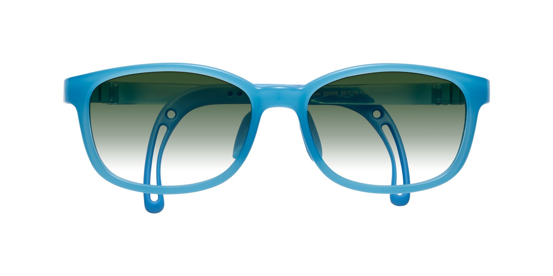 Folded Front of Hesper in Pilot Blue with Green Gradient Lenses