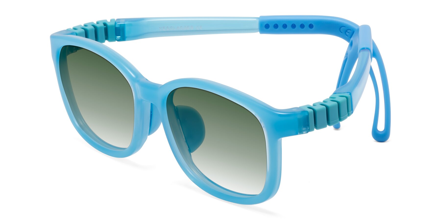 Angle of Hesper in Pilot Blue with Green Gradient Lenses