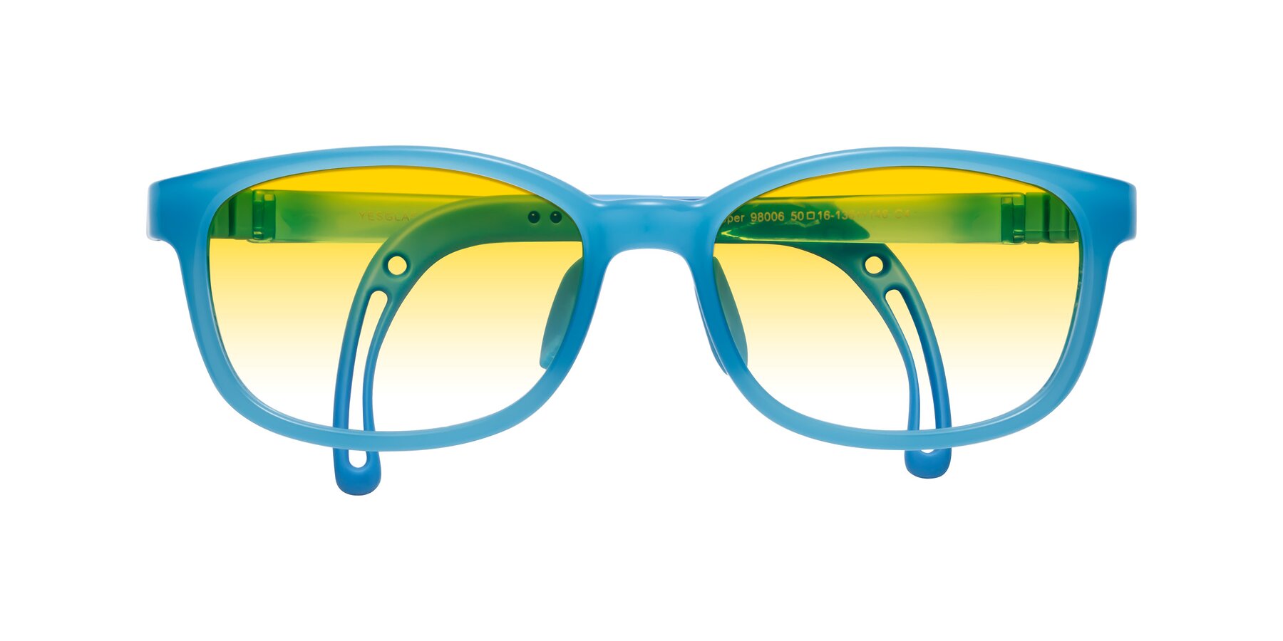 Folded Front of Hesper in Pilot Blue with Yellow Gradient Lenses