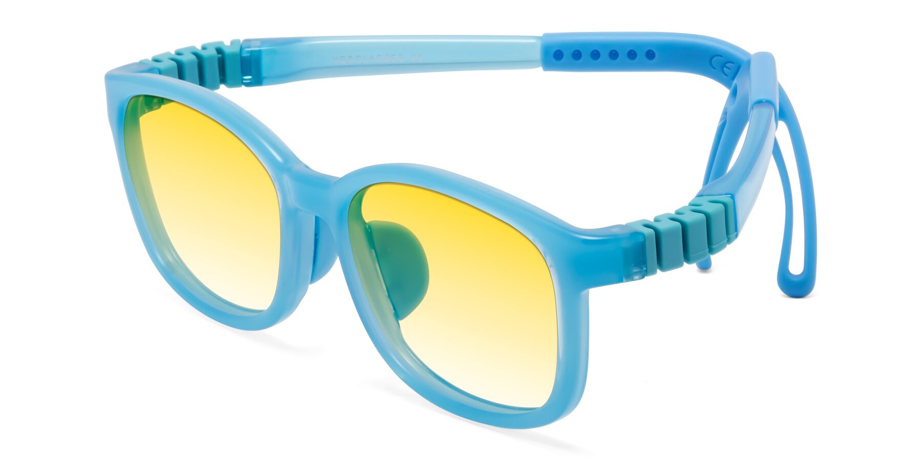 Angle of Hesper in Pilot Blue with Yellow Gradient Lenses