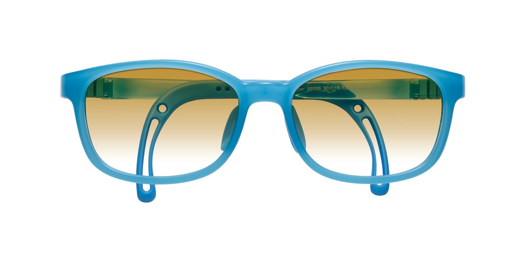 Folded Front of Hesper in Pilot Blue with Champagne Gradient Lenses