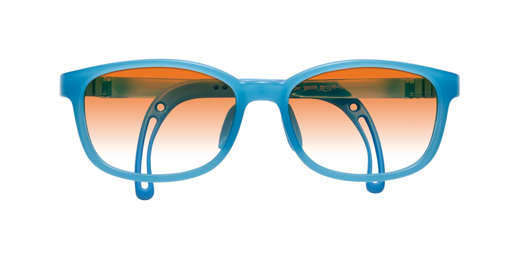 Folded Front of Hesper in Pilot Blue with Orange Gradient Lenses