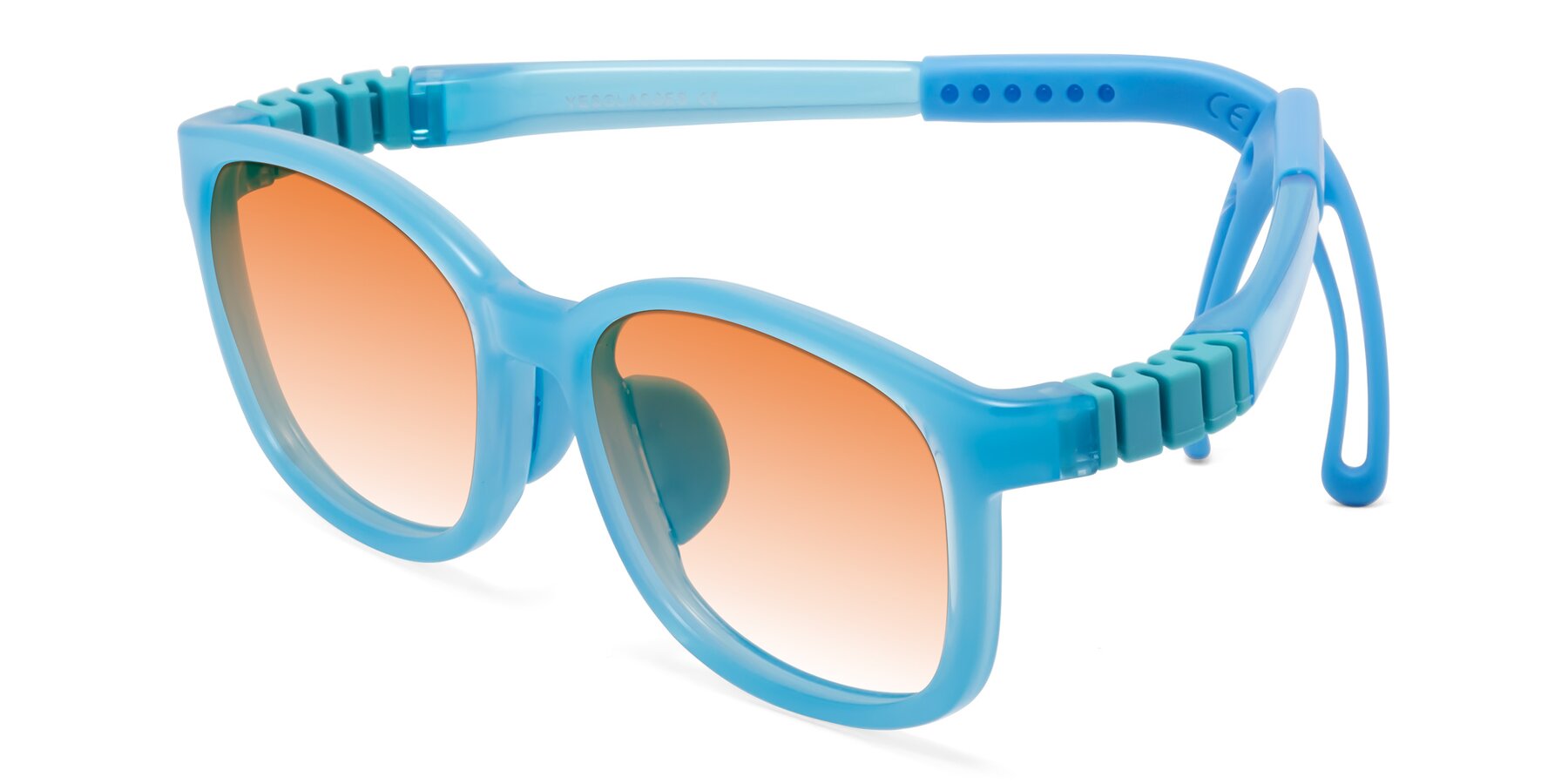 Angle of Hesper in Pilot Blue with Orange Gradient Lenses