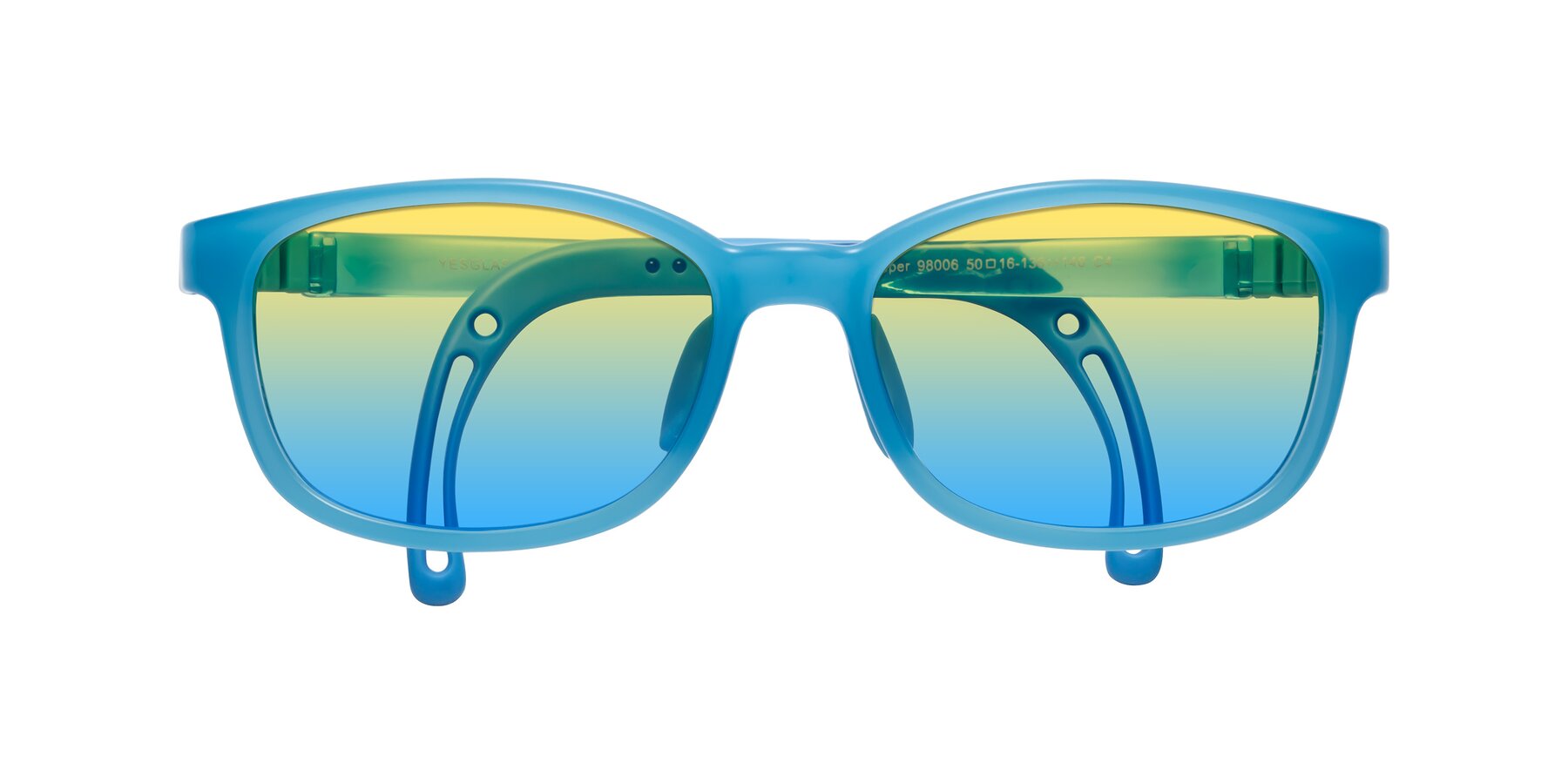 Folded Front of Hesper in Pilot Blue with Yellow / Blue Gradient Lenses