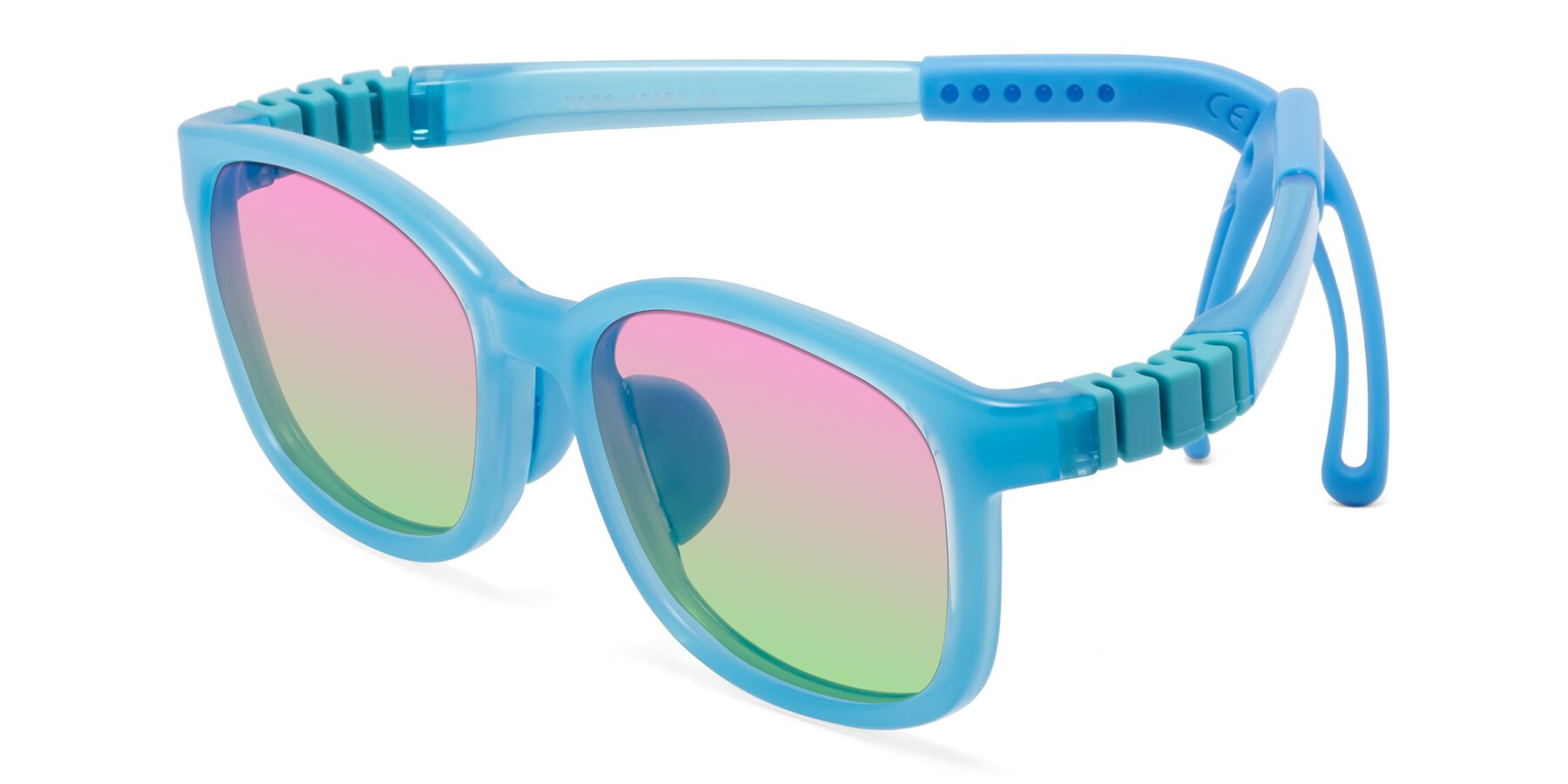 Angle of Hesper in Pilot Blue with Pink / Green Gradient Lenses