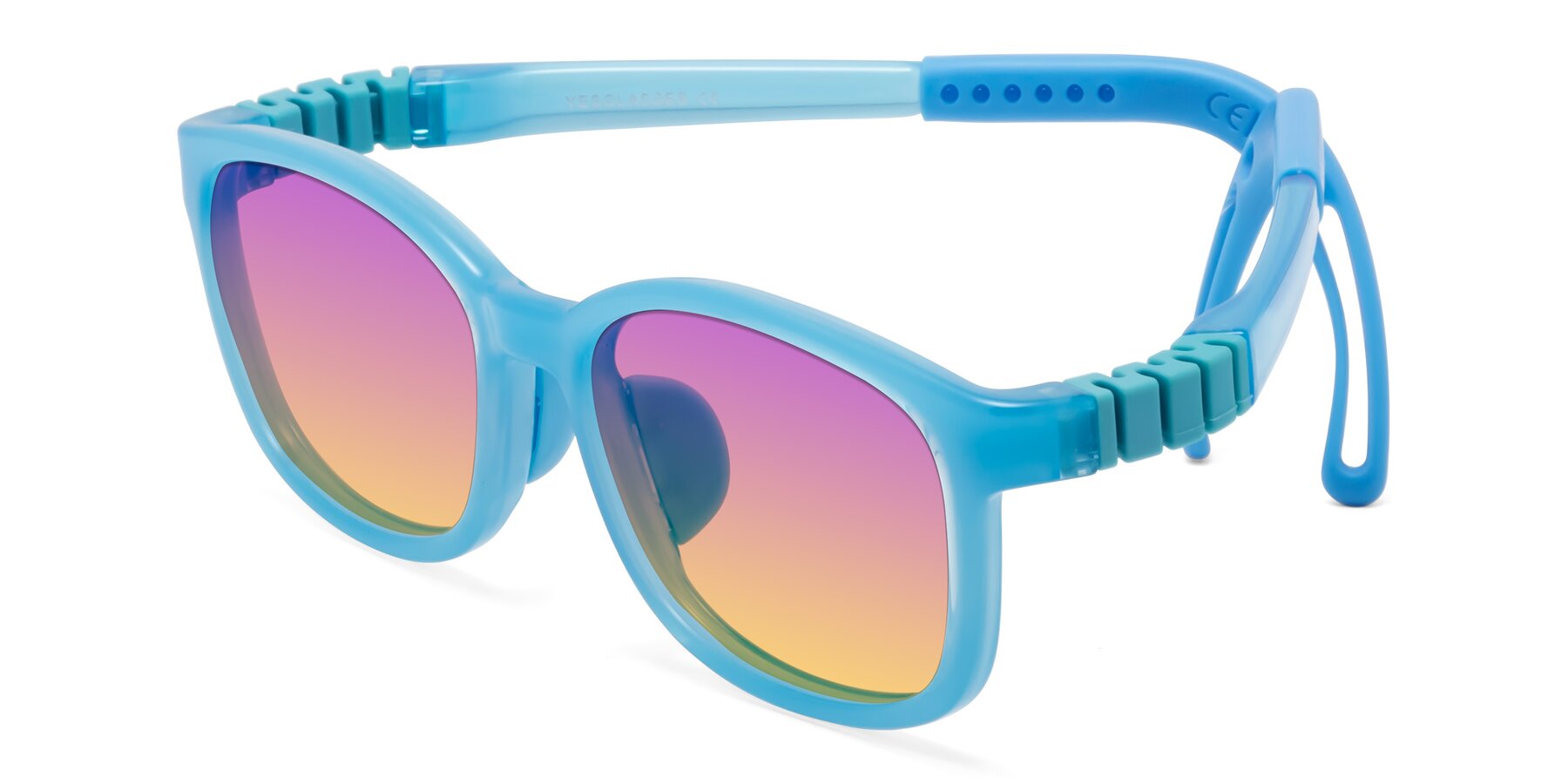 Angle of Hesper in Pilot Blue with Purple / Yellow Gradient Lenses