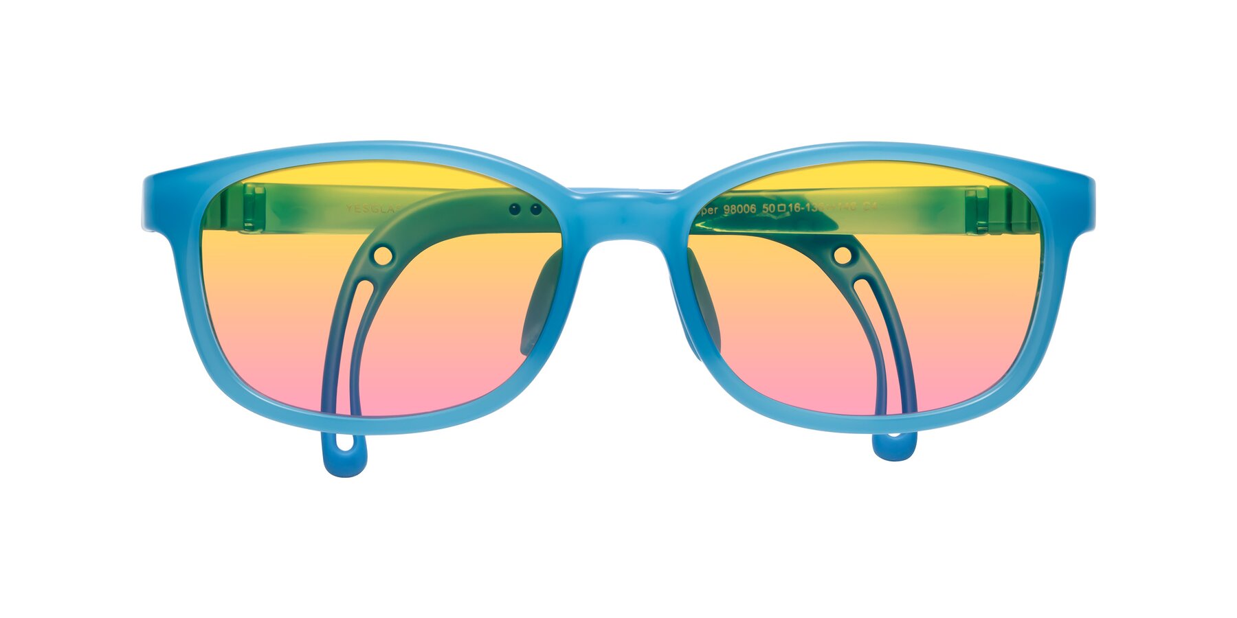 Folded Front of Hesper in Pilot Blue with Yellow / Pink Gradient Lenses