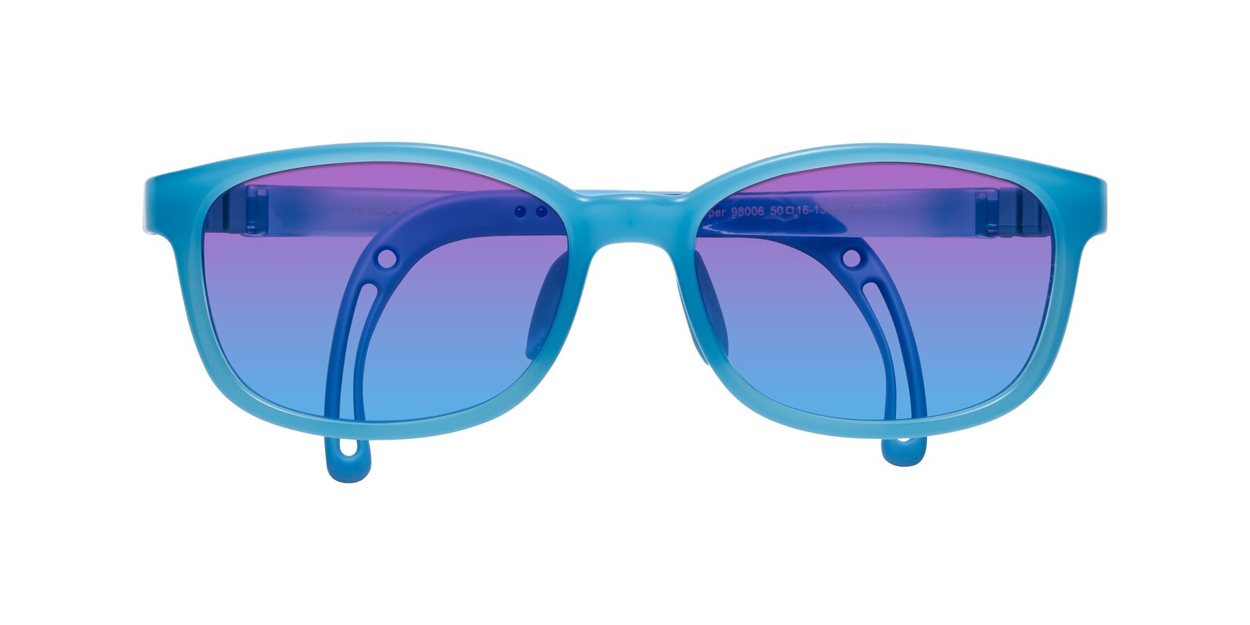 Folded Front of Hesper in Pilot Blue with Purple / Blue Gradient Lenses