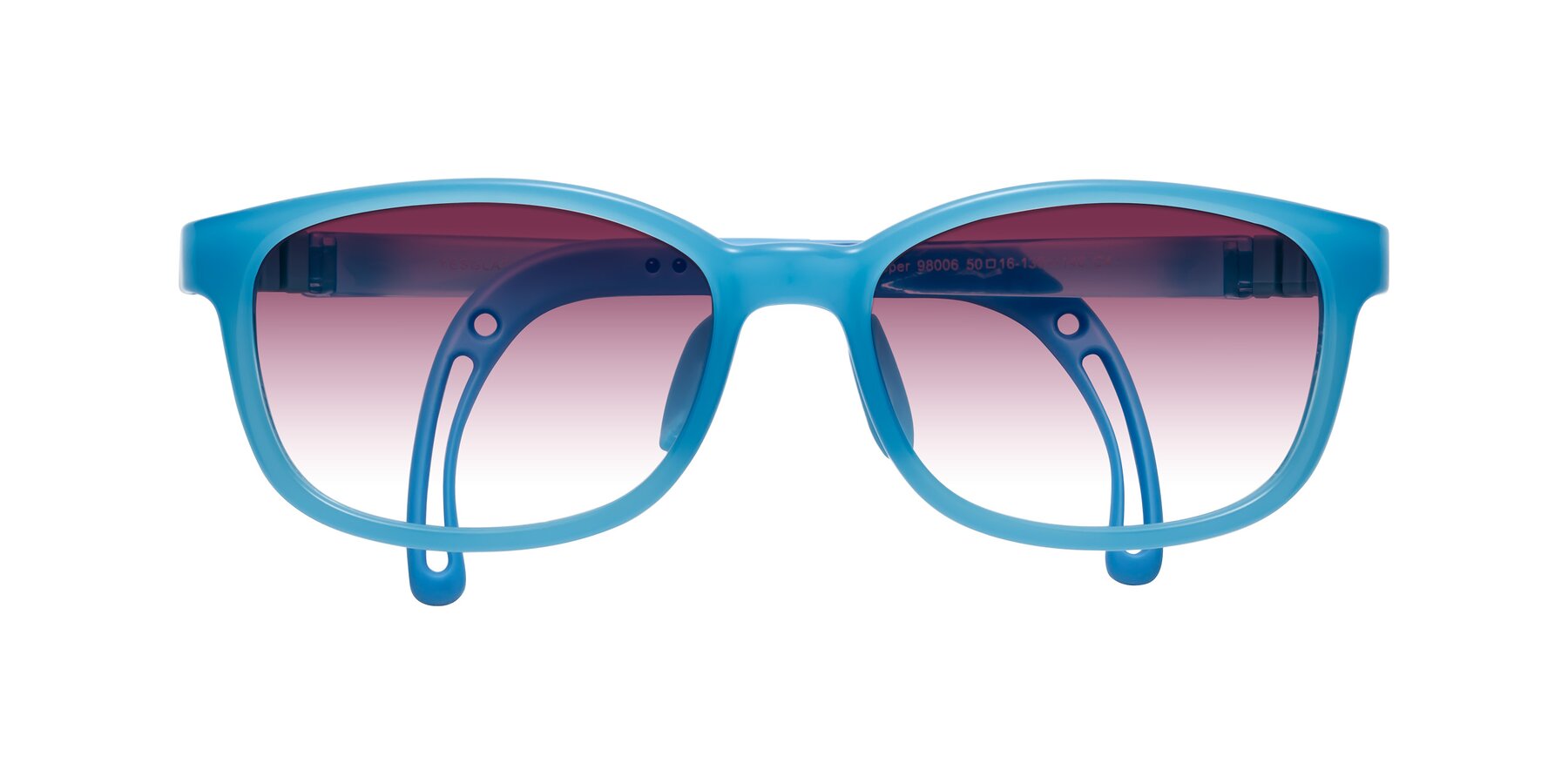 Folded Front of Hesper in Pilot Blue with Wine Gradient Lenses