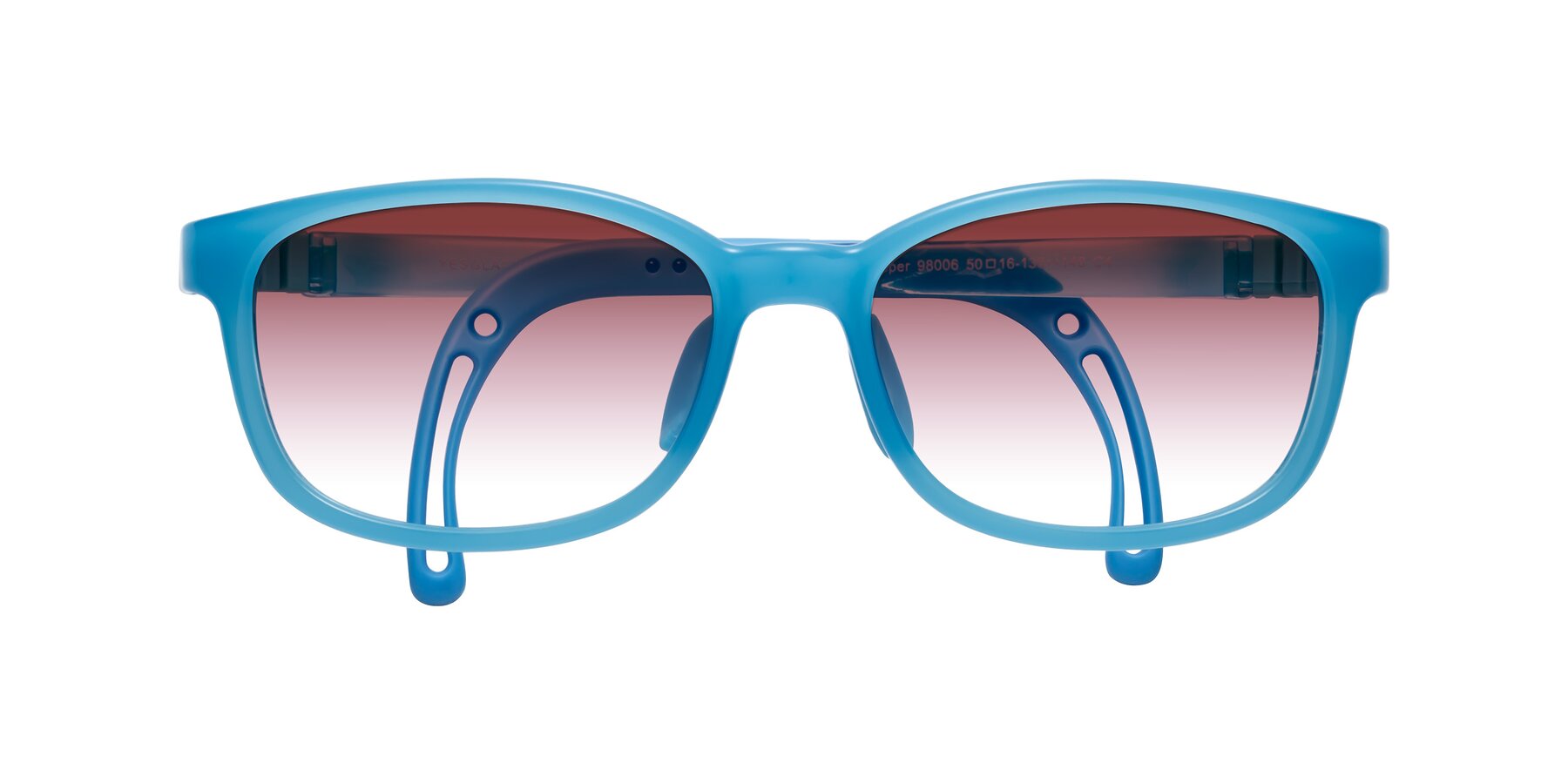 Folded Front of Hesper in Pilot Blue with Garnet Gradient Lenses