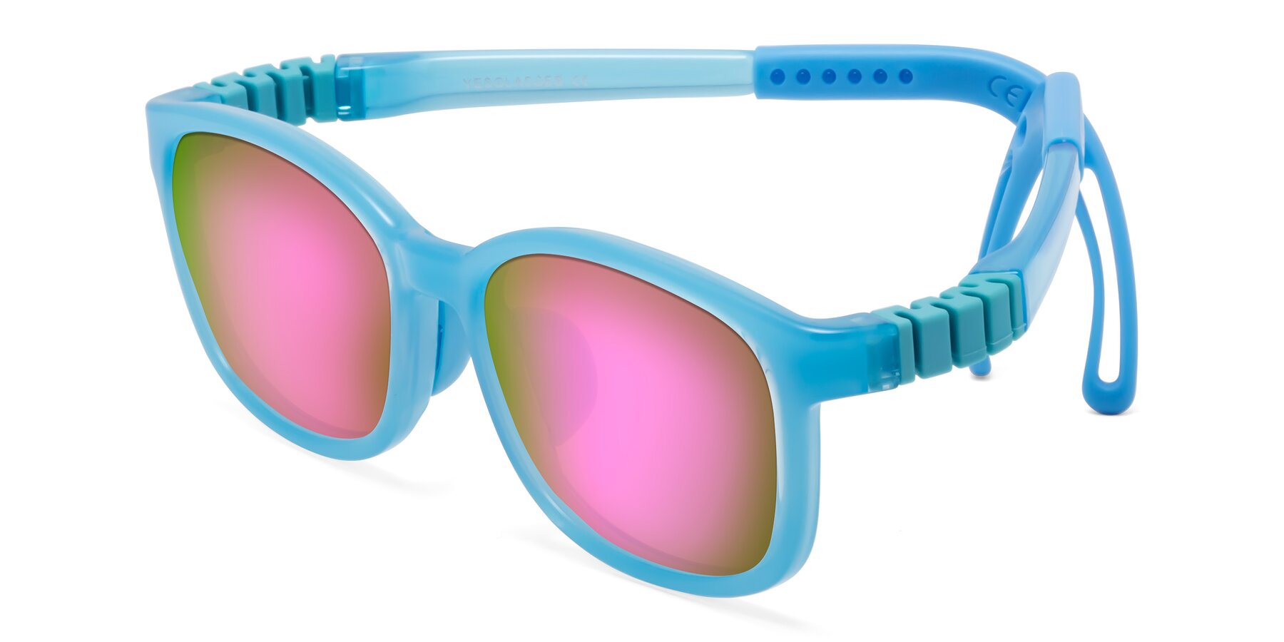 Angle of Hesper in Pilot Blue with Pink Mirrored Lenses