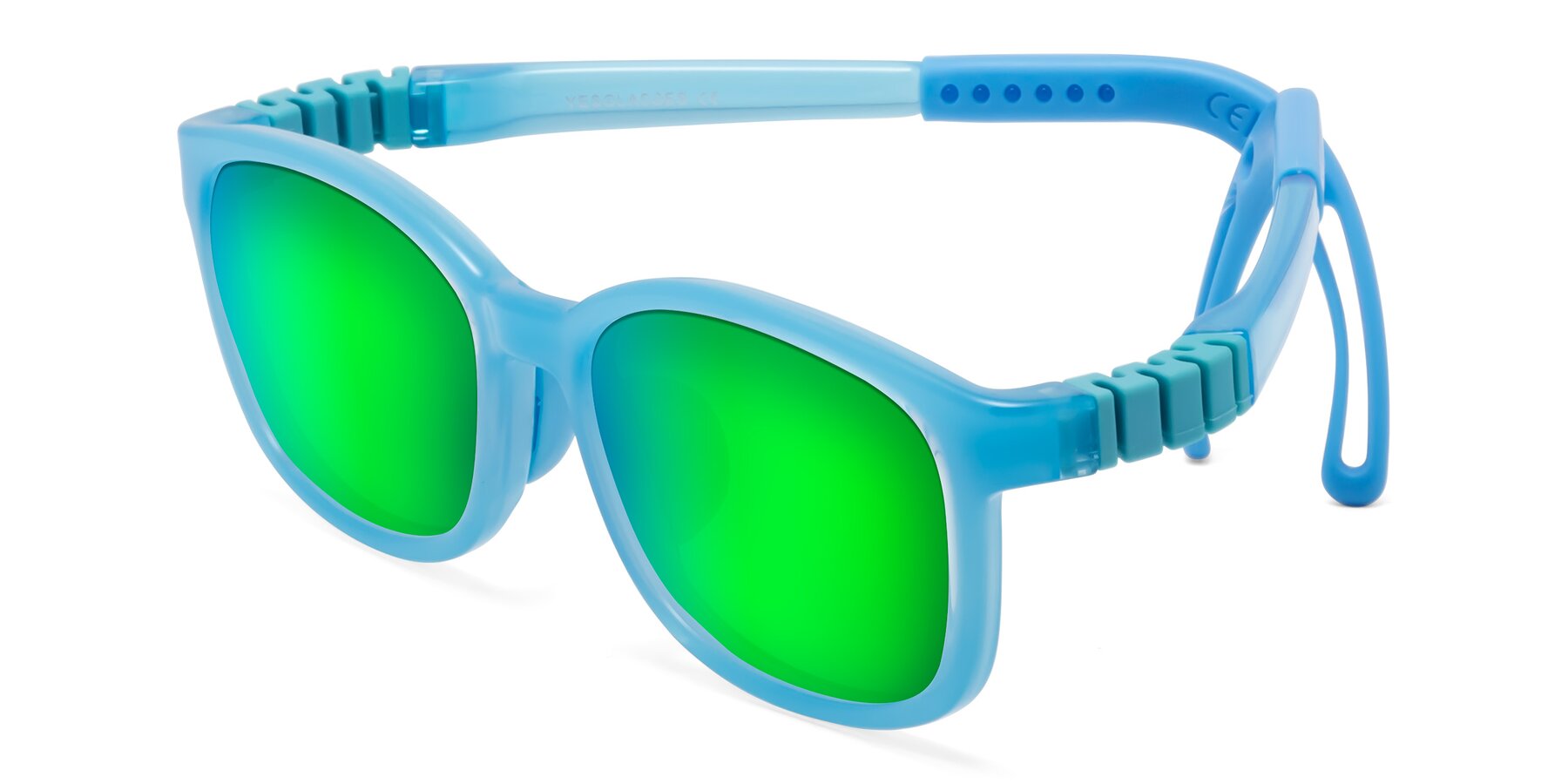 Angle of Hesper in Pilot Blue with Green Mirrored Lenses