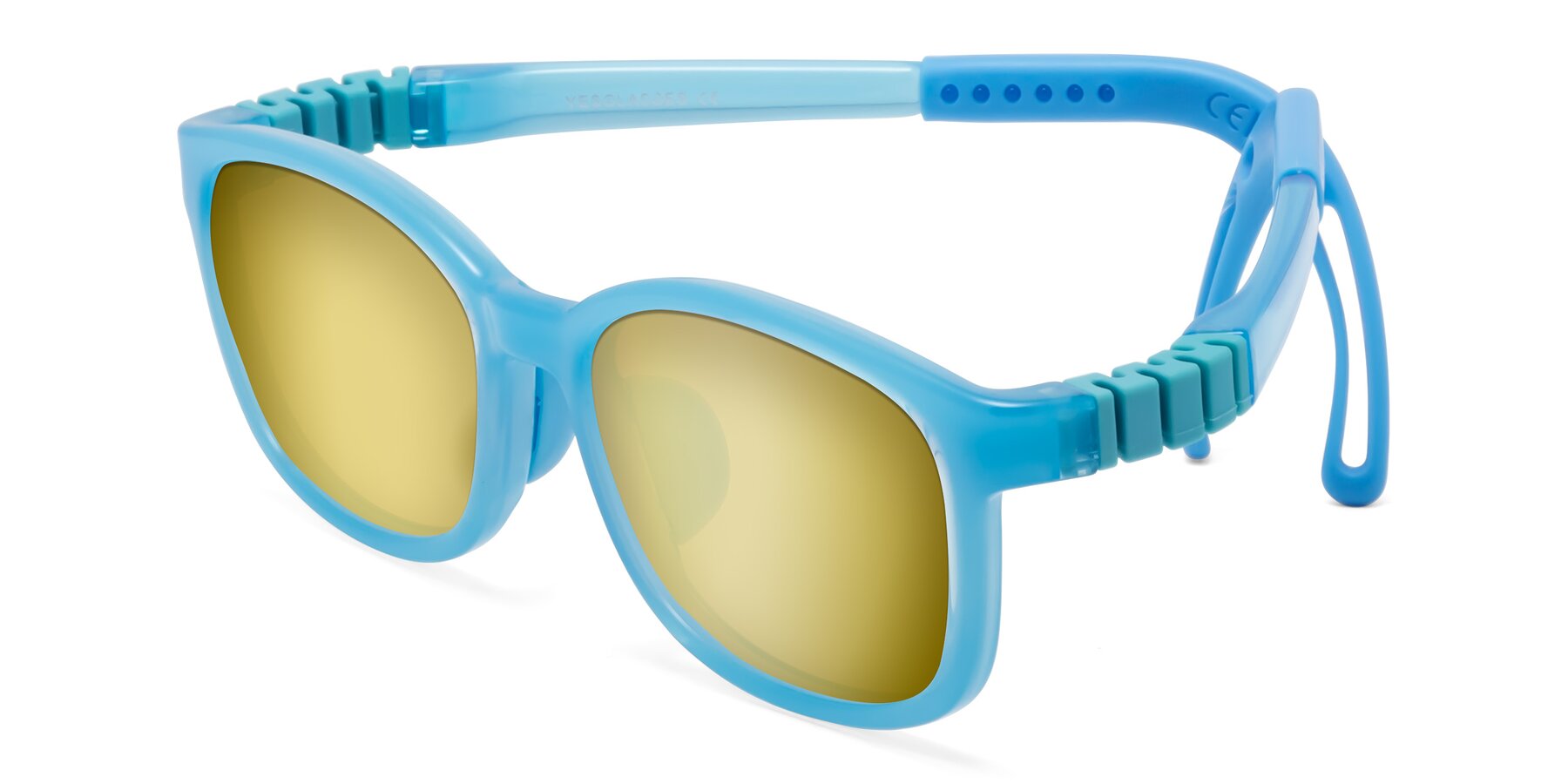 Angle of Hesper in Pilot Blue with Gold Mirrored Lenses