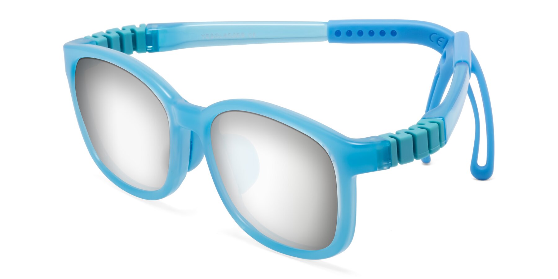 Angle of Hesper in Pilot Blue with Silver Mirrored Lenses