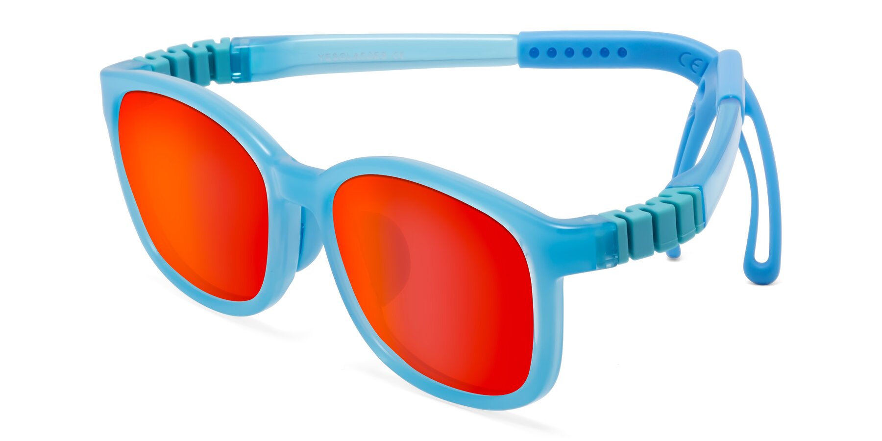 Angle of Hesper in Pilot Blue with Red Gold Mirrored Lenses