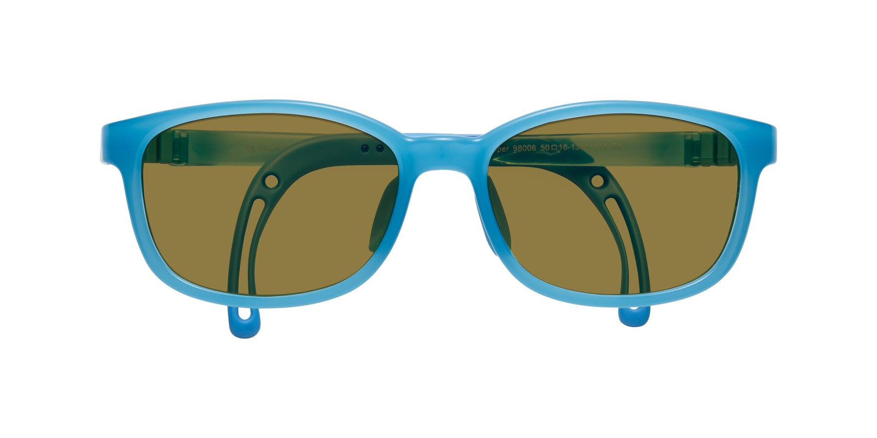 Folded Front of Hesper in Pilot Blue with Brown Polarized Lenses