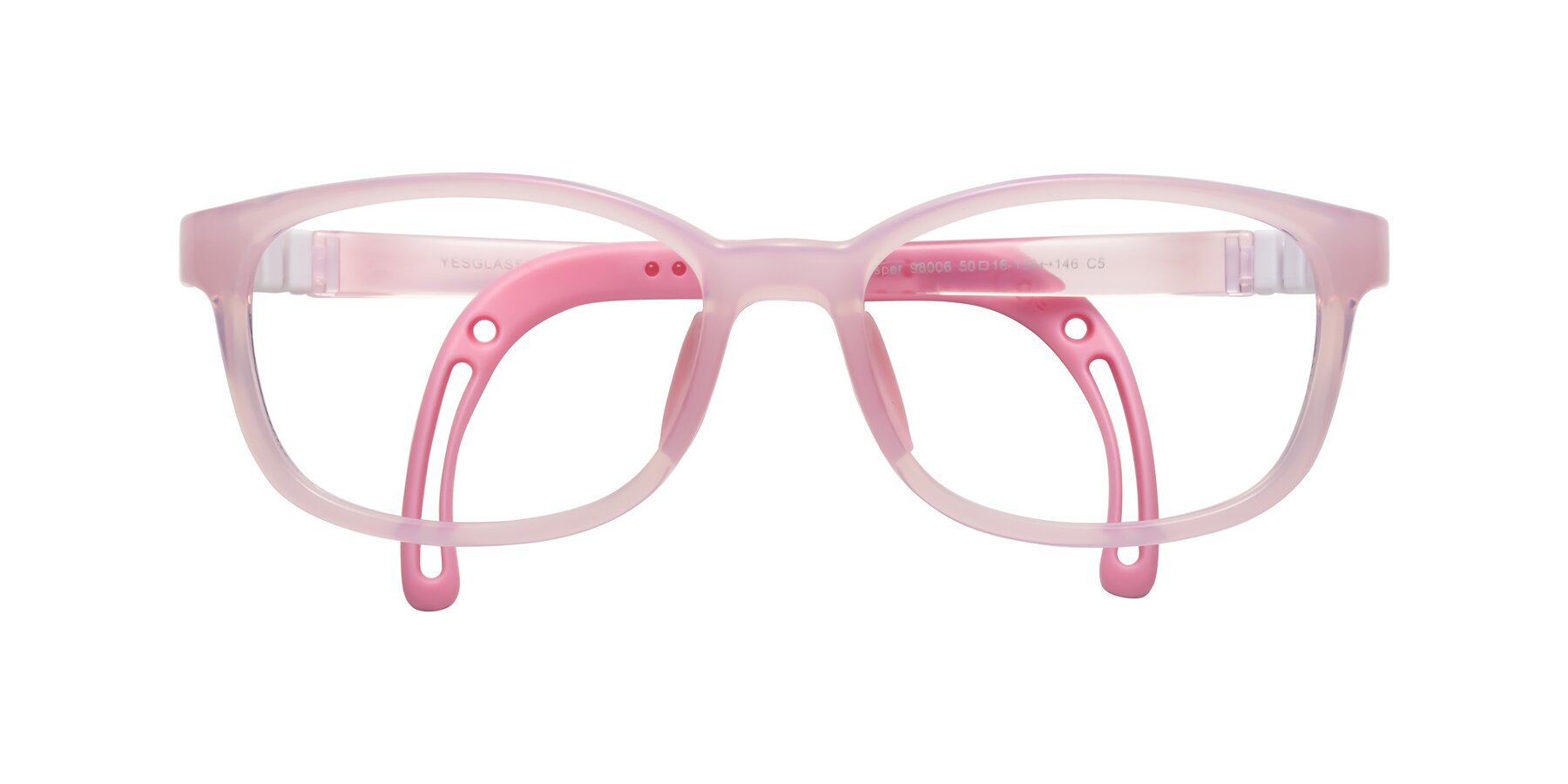 Folded Front of Hesper in Artist Pink with Clear Blue Light Blocking Lenses