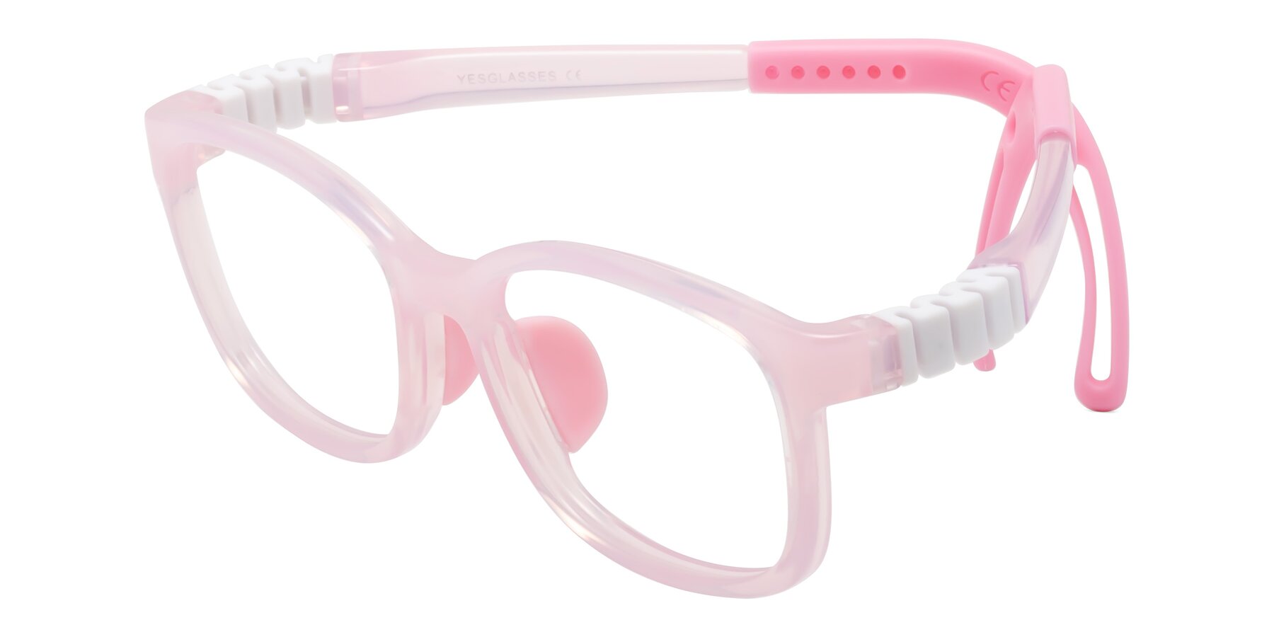 Angle of Hesper in Artist Pink with Clear Eyeglass Lenses