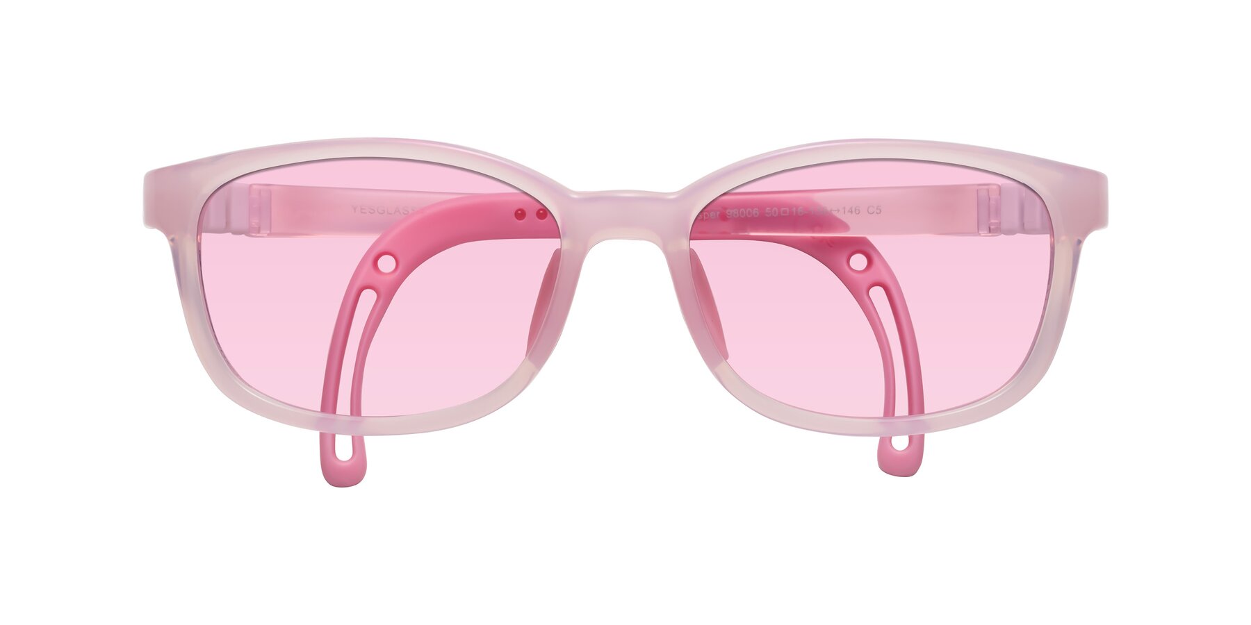 Folded Front of Hesper in Artist Pink with Light Pink Tinted Lenses