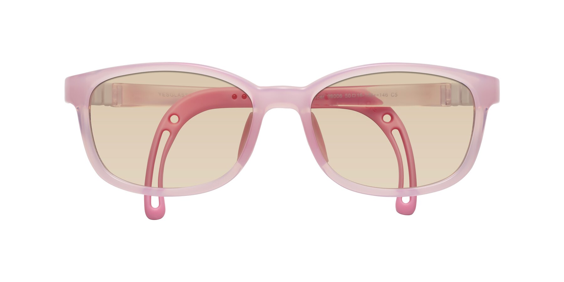 Folded Front of Hesper in Artist Pink with Light Brown Tinted Lenses