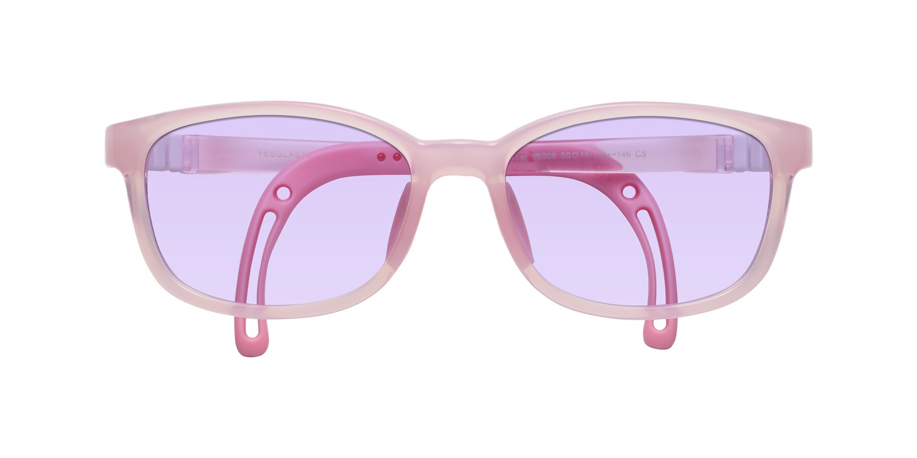 Folded Front of Hesper in Artist Pink with Light Purple Tinted Lenses