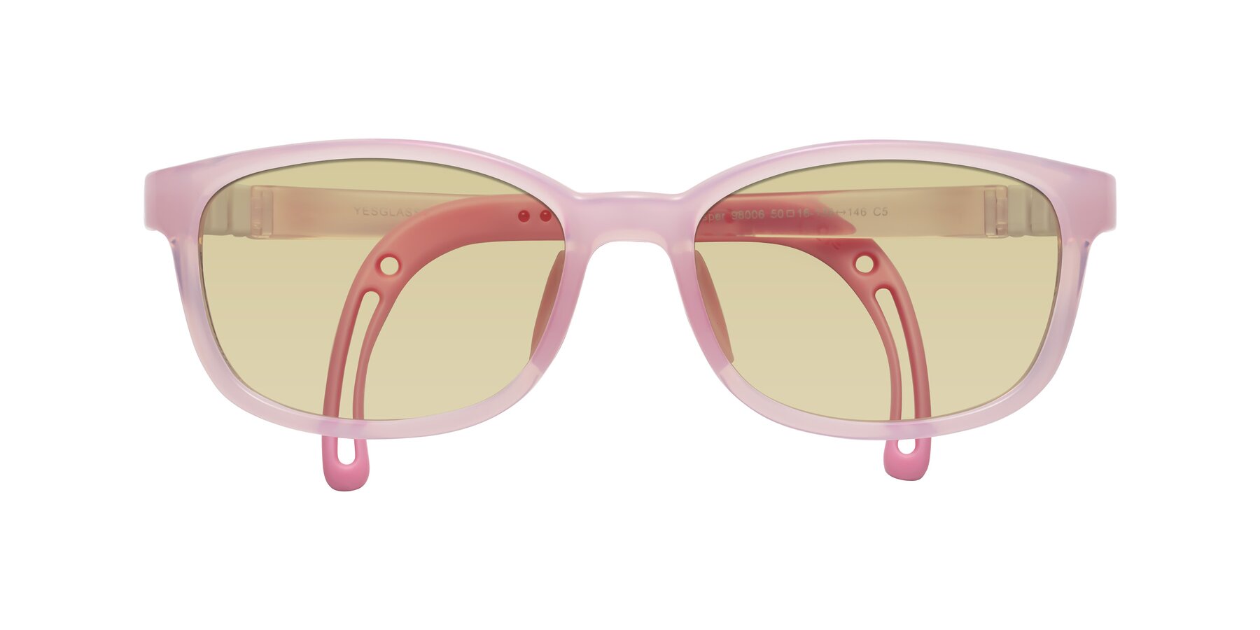 Folded Front of Hesper in Artist Pink with Light Champagne Tinted Lenses