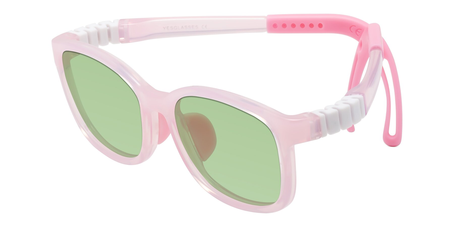 Angle of Hesper in Artist Pink with Medium Green Tinted Lenses