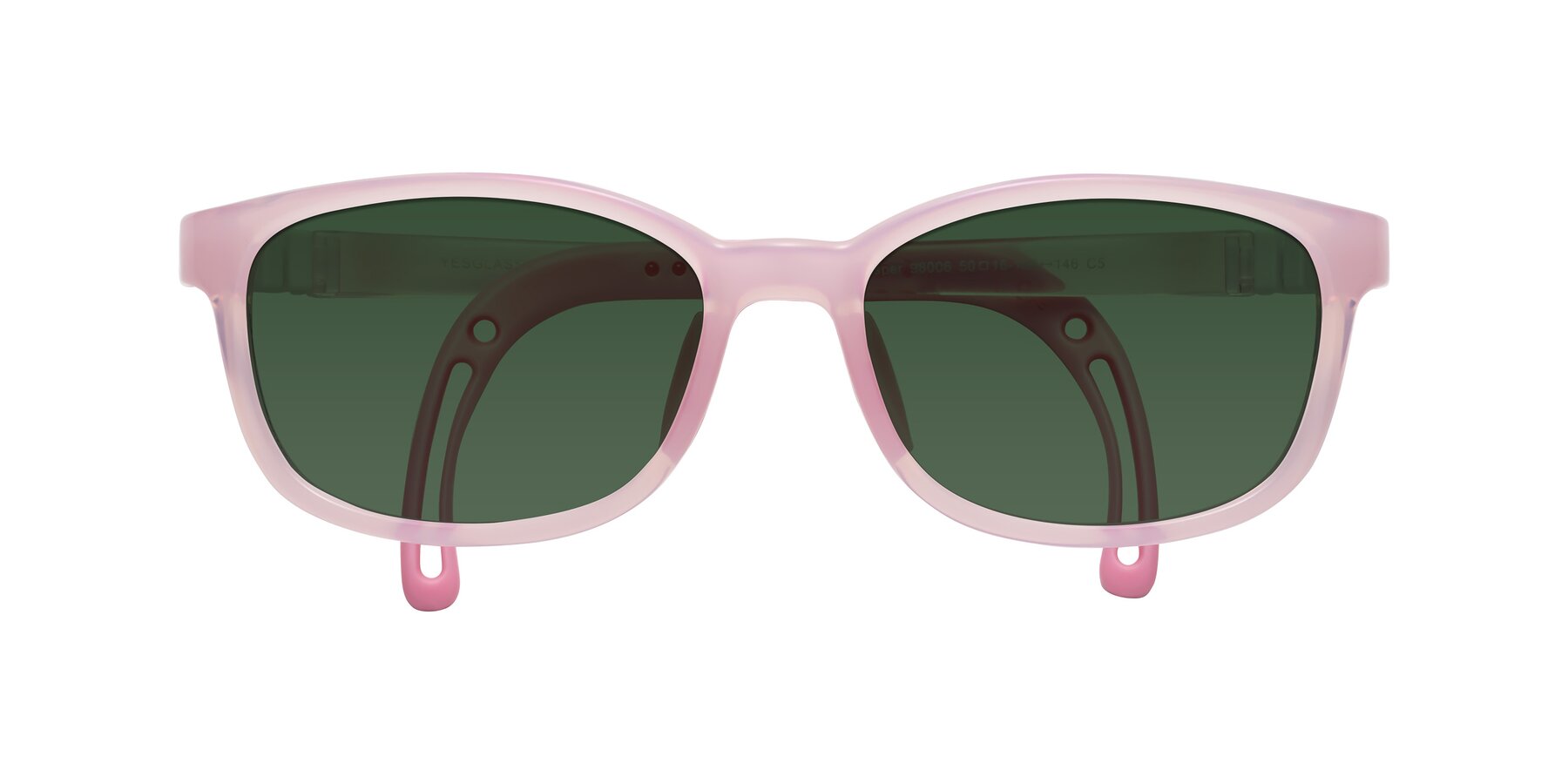 Folded Front of Hesper in Artist Pink with Green Tinted Lenses