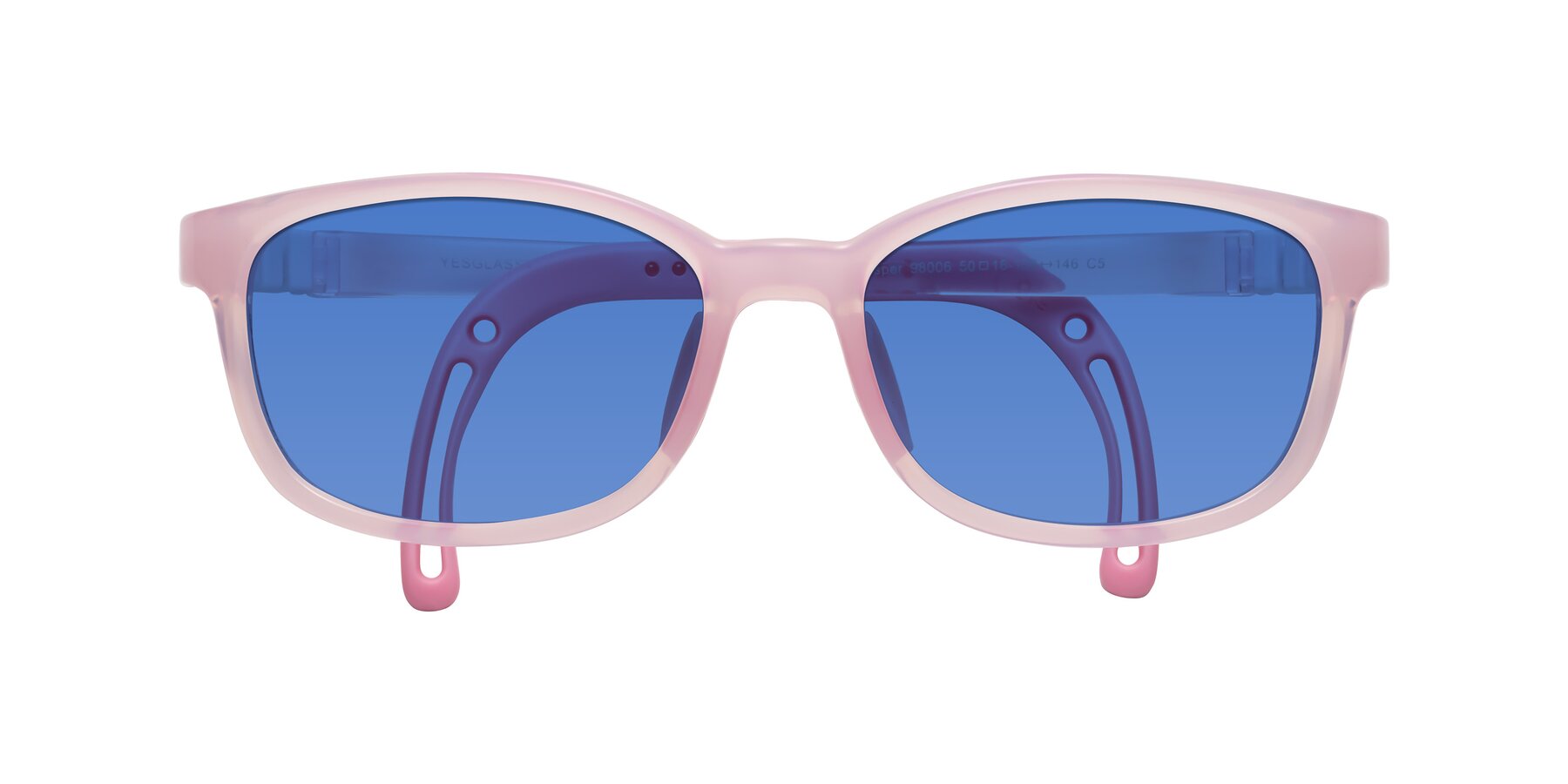 Folded Front of Hesper in Artist Pink with Blue Tinted Lenses