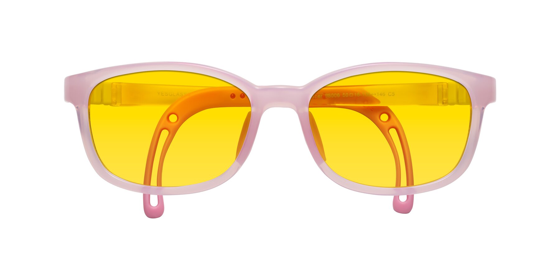 Folded Front of Hesper in Artist Pink with Yellow Tinted Lenses