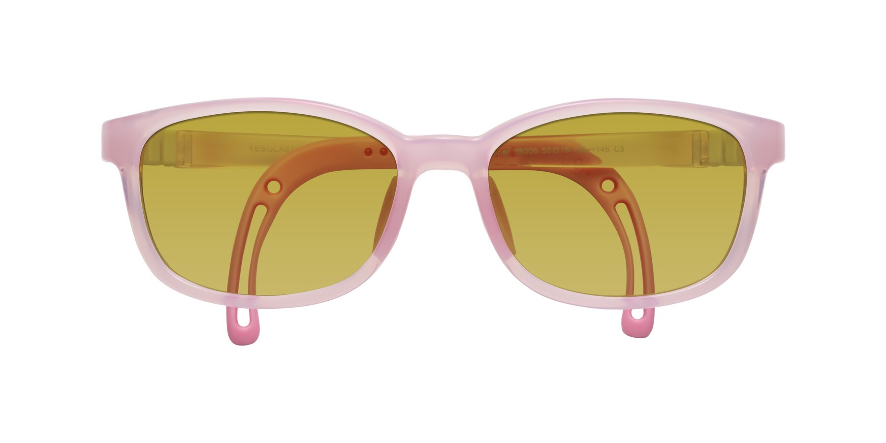 Folded Front of Hesper in Artist Pink with Champagne Tinted Lenses