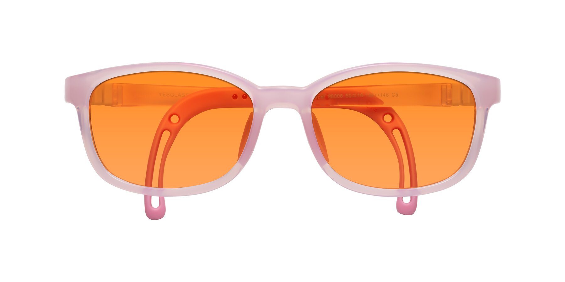 Folded Front of Hesper in Artist Pink with Orange Tinted Lenses