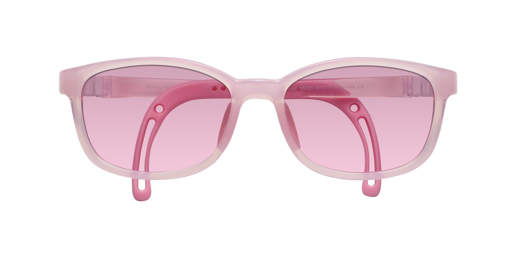 Folded Front of Hesper in Artist Pink with Light Wine Tinted Lenses