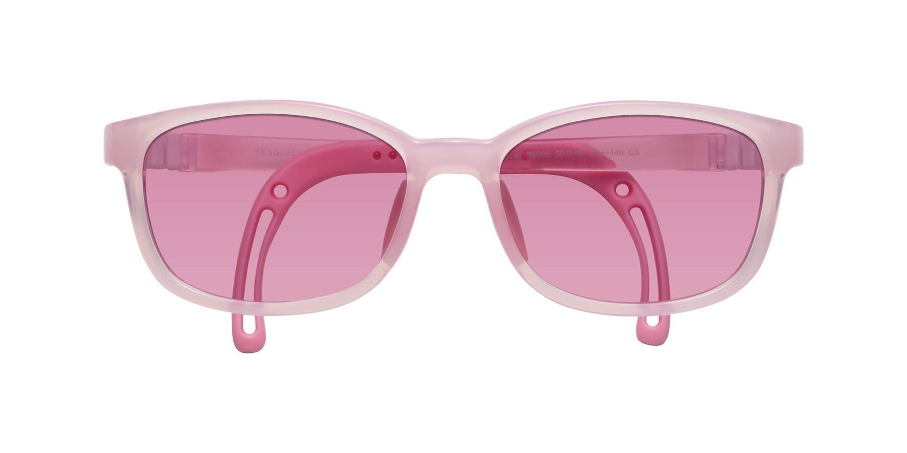 Folded Front of Hesper in Artist Pink with Medium Wine Tinted Lenses