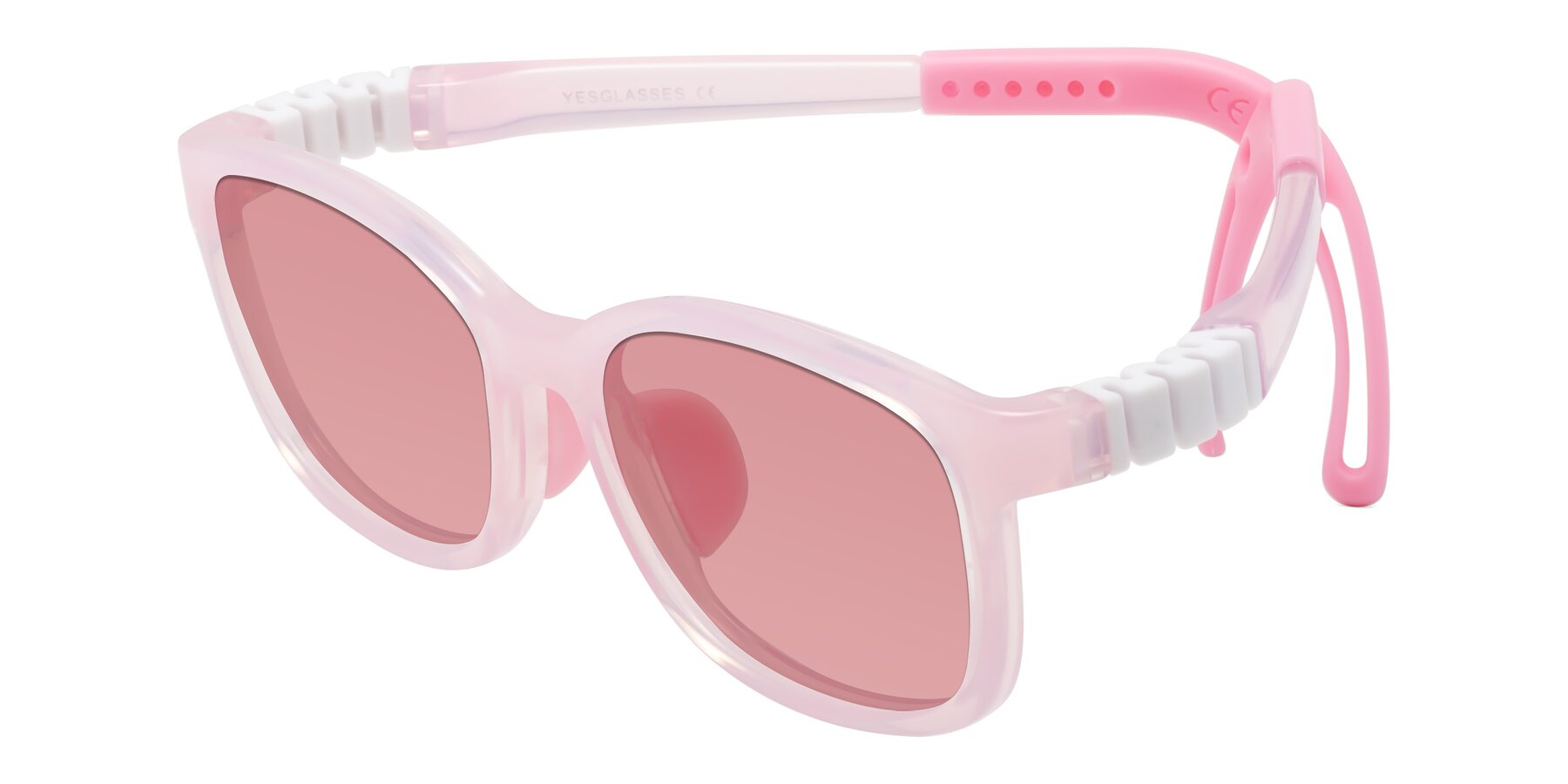 Angle of Hesper in Artist Pink with Medium Garnet Tinted Lenses