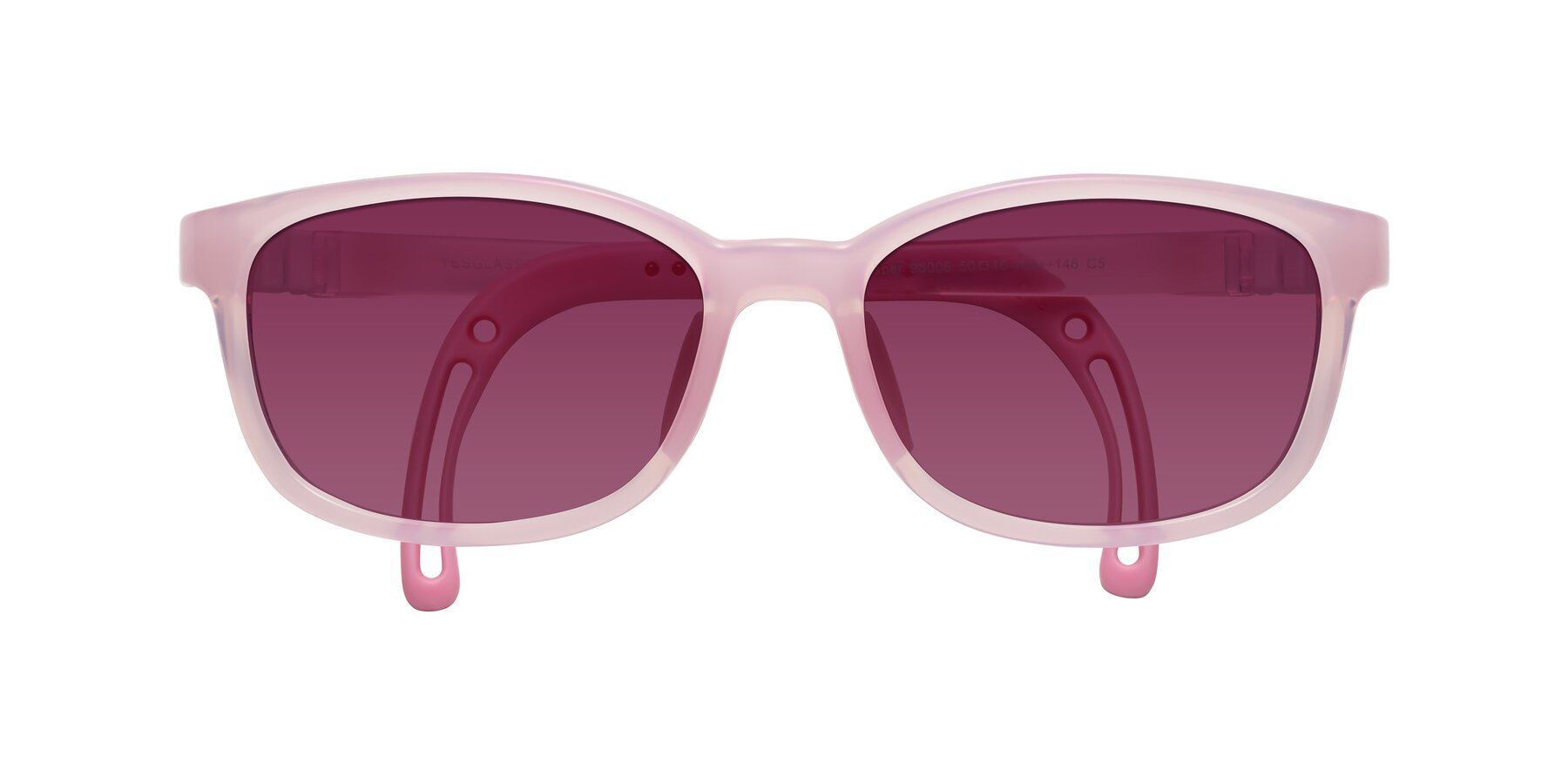 Folded Front of Hesper in Artist Pink with Wine Tinted Lenses