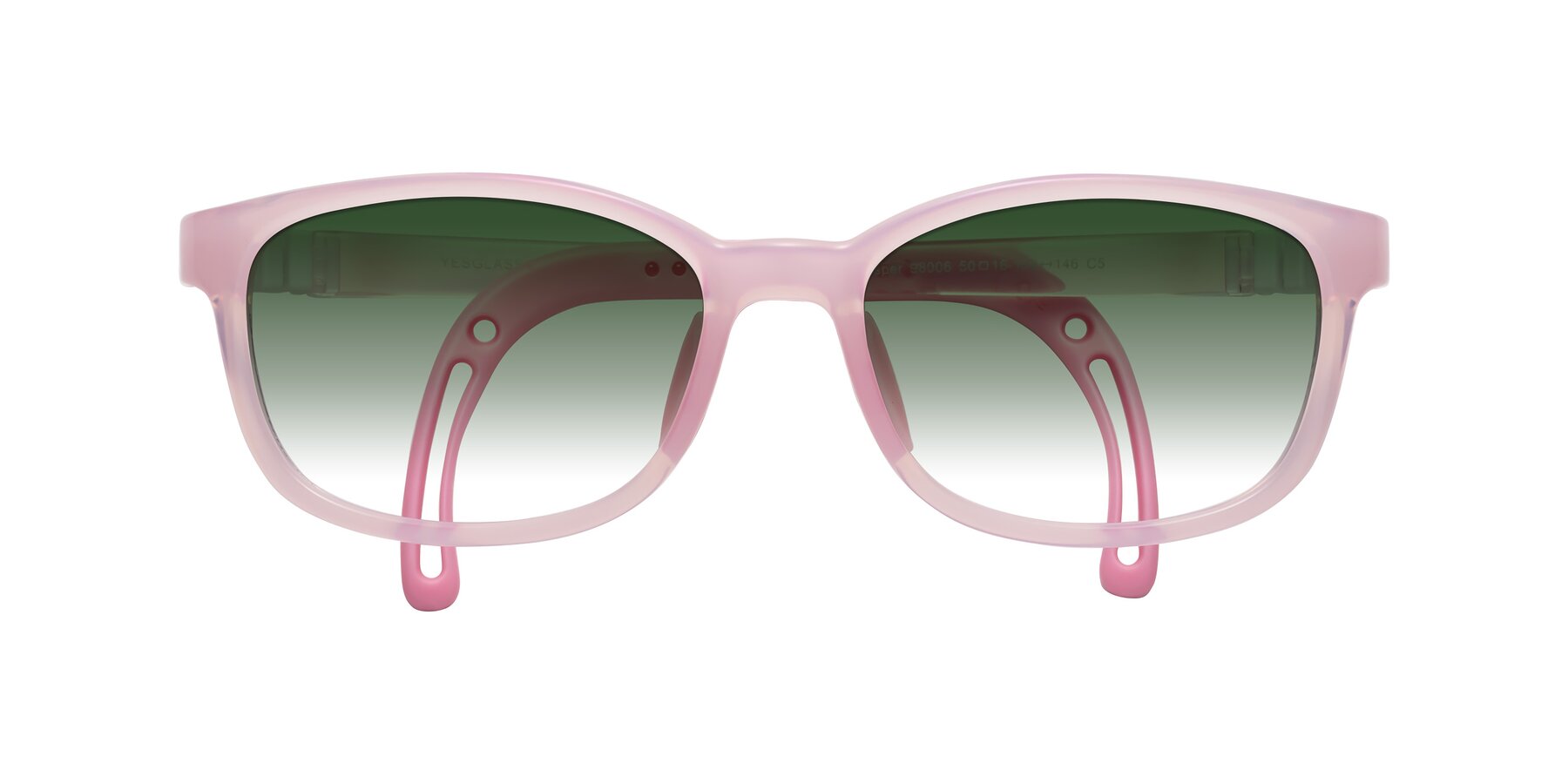 Folded Front of Hesper in Artist Pink with Green Gradient Lenses