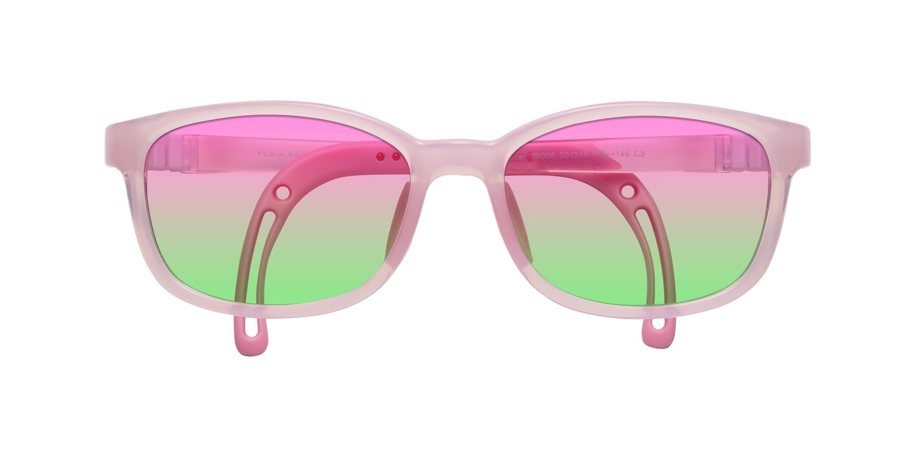 Folded Front of Hesper in Artist Pink with Pink / Green Gradient Lenses