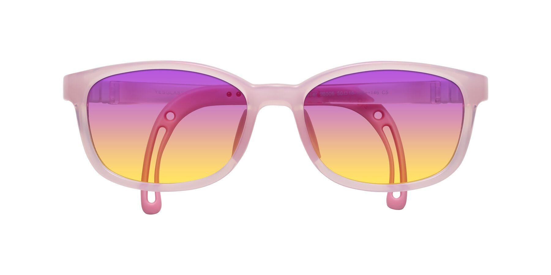 Folded Front of Hesper in Artist Pink with Purple / Yellow Gradient Lenses