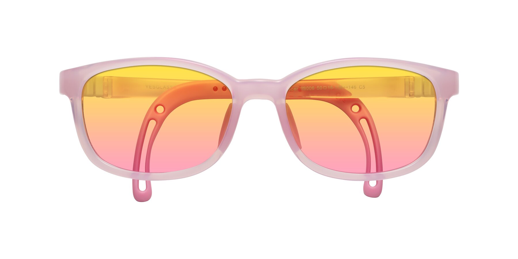 Folded Front of Hesper in Artist Pink with Yellow / Pink Gradient Lenses