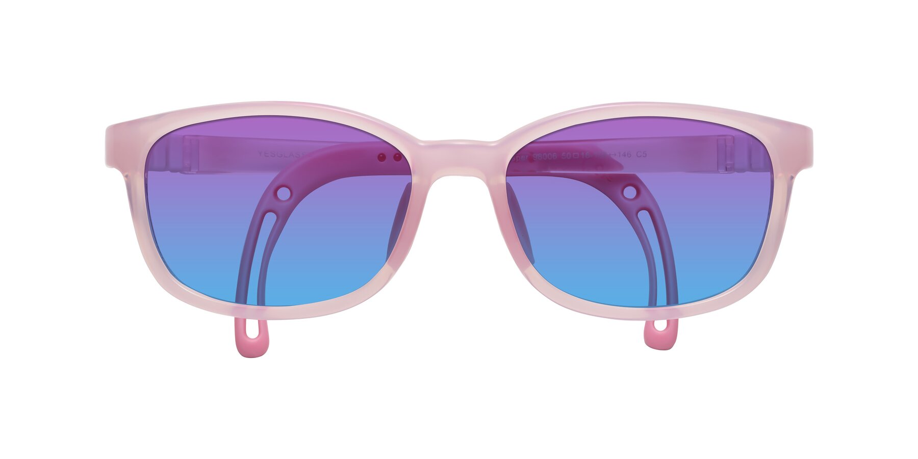 Folded Front of Hesper in Artist Pink with Purple / Blue Gradient Lenses