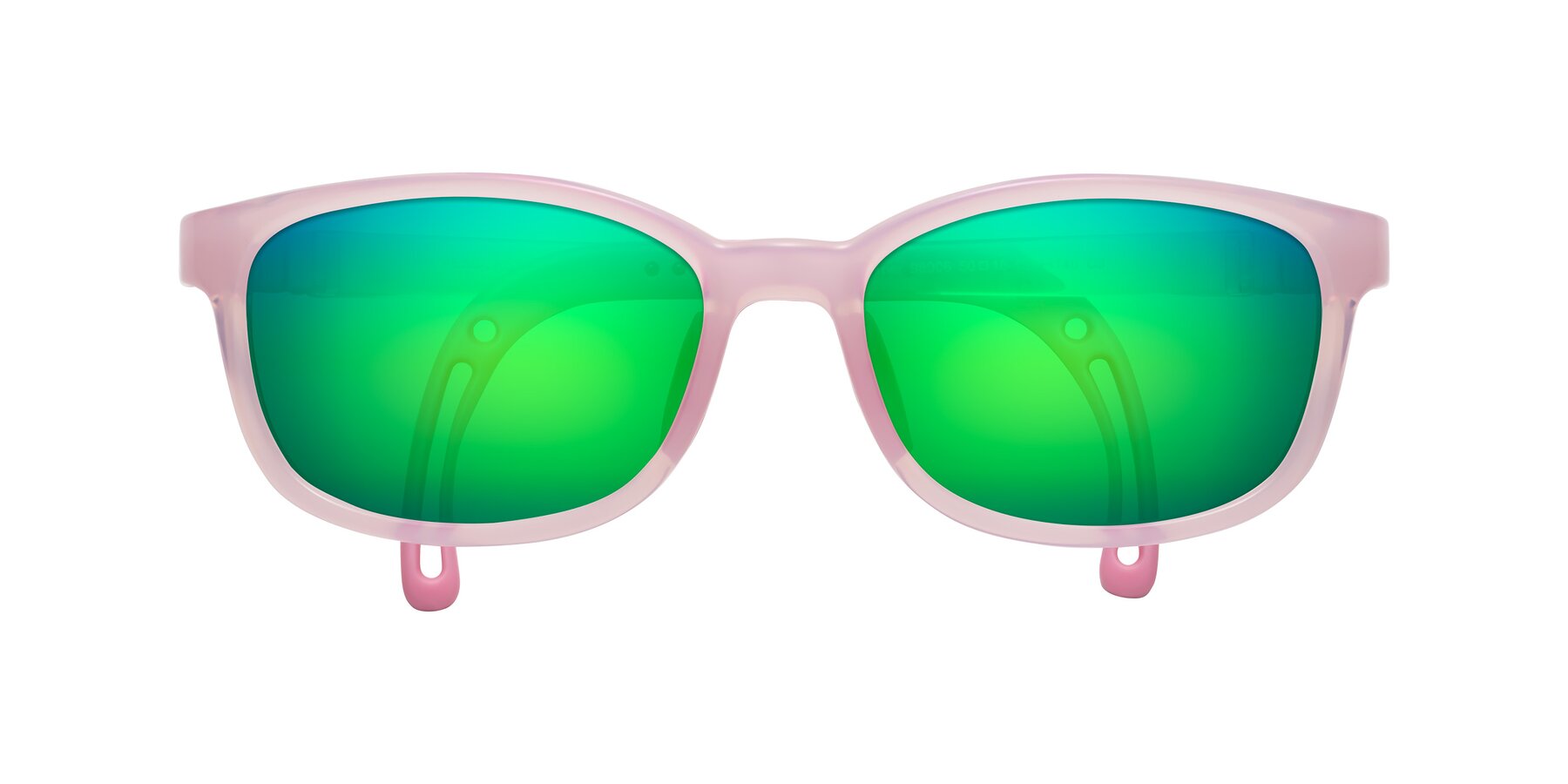 Folded Front of Hesper in Artist Pink with Green Mirrored Lenses