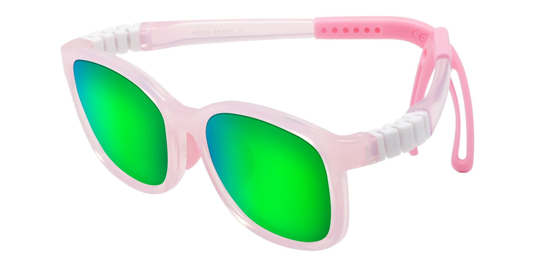 Angle of Hesper in Artist Pink with Green Mirrored Lenses