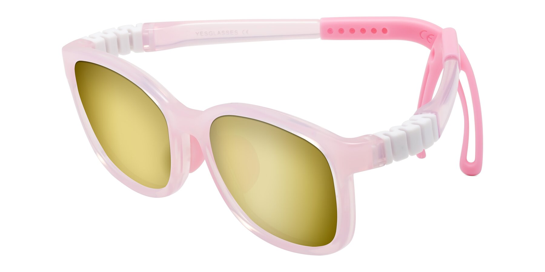 Angle of Hesper in Artist Pink with Gold Mirrored Lenses